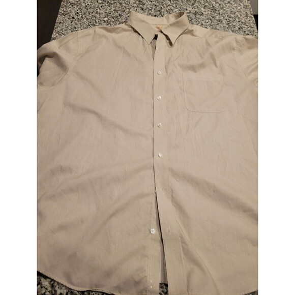 Roundtree & Yorke Gold Label Shirt Mens 3X Big Beige Non-Iron Dress Button-Down - Picture 1 of 6